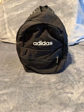 adidas Black Mini Backpack with White Logo